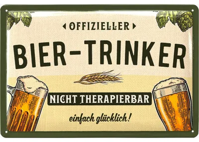 Produktbild von LANOLU Retro Blechschild BIER lustiges Sprüche Metallschild, Geschenk für Männer Kneipen Partykeller Dekoration Werkstattschild 20x30cm