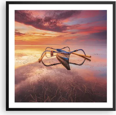 Produktbild von Gerahmtes Poster - Schwarzer Rahmen - £ódŸ Westen Die Sonne - 60x60 cm - Wand Bild - Wanddeko - Wandbilder - Kunstposter - Wandposter - Bilderrahmen - Bilder - Kunstdruck - P2BAC60x60-4433