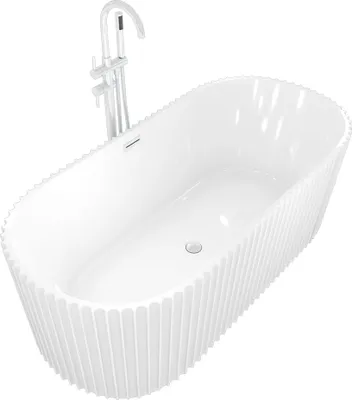 Produktbild von freistehende Badewanne Wanne Acryl F08 170x80cm mit Armatur AF04
