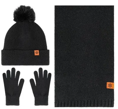 Image de Ensemble d'extérieur chaud pour femme, 3 pièces, noir