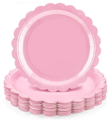 Wellpappteller 25 Stück 18 cm rosa Einweg-Dessertteller