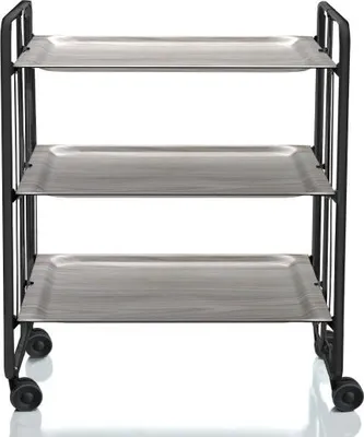 Immagine prodotto di DON HIERRO - Carrello di servizio pieghevole BAUHAUS con rotelle - struttura in metallo nero, 3 livelli, 3 posizioni