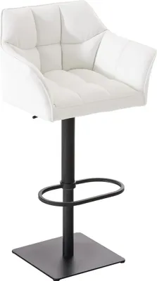 Produktbild von Moderner Barhocker – Eleganter Stuhl – 360° drehbar und verstellbar | Farbe: Weiß | Grundfarbe: Schwarz