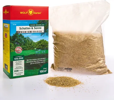 Produktbild von WOLF Garten Premium Rasen Schatten Sonne Saatgut Gartensamen Rasensamen, Fläche: 100m²