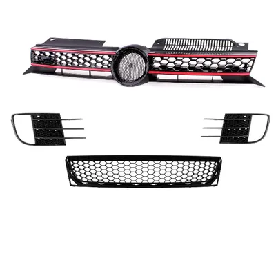 Produktbild von Stoßstangengitter Kühlergrill Blende SET hochglanz Schwarz passt für VW Golf 6 GTI GTD