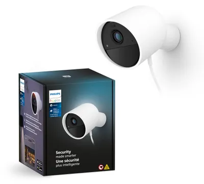 Zdjęcie produktu dla Philips Kamera przewodowa Secure, Kamera bezpieczeństwa IP, Wewnętrzna / zewnętrzna, Przewodowy i Bezprzewodowy, Amazon Alexa / Google Home / Apple HomeKit, Ściana, Biały