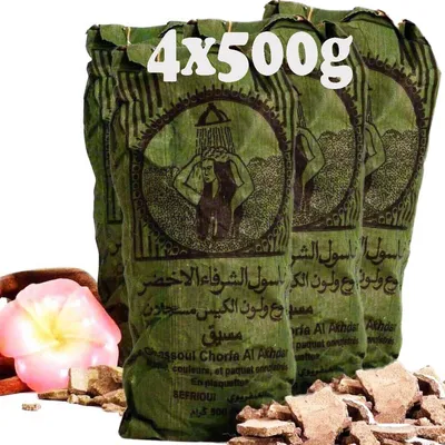 Zdjęcie produktu dla Glinka myjąca Ghassoul oryginalna glinka z lawy wulkanicznej pielęgnacja włosów pielęgnacja ciała maseczka do twarzy peeling sauna 4x500 g
