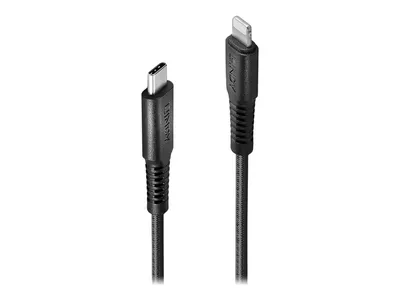 Obrázek produktu pro Lindy Lightning kabel - 24kolíkový USB-C samec na Lightning samec - 1 m - stíněný - černý - kulatý, podporuje Power Delivery 2.0 - pro Apple iPad/iPhone/iPod (Lightning)
