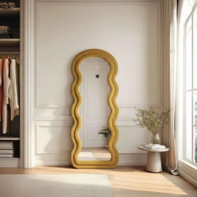 Produktbild von Skye Decor, Eleganter Cheval-Spiegel in Gelb, 65 cm x 170 cm | 100% MDF, Wandmontage möglich | Moderner, einfarbiger Look für stilvolle Wohnräume und Ankleidezimmer