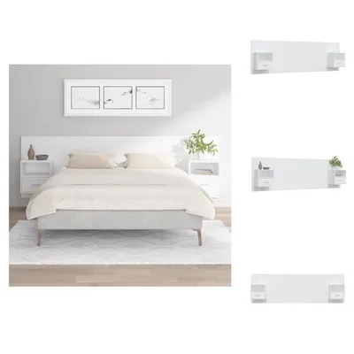 Immagine prodotto di vidaXL Testata con comodini in legno bianco - Testata e piedi