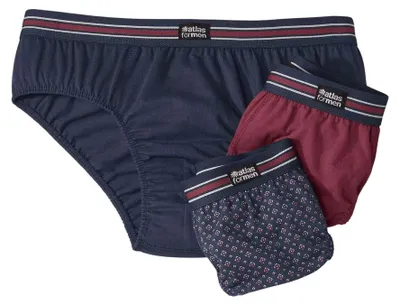 Produktbild von Atlas For Men - "Comfort" Slips für Herren(3er-Pack) AF1988 (M) (Burgunderrot/Marineblau)