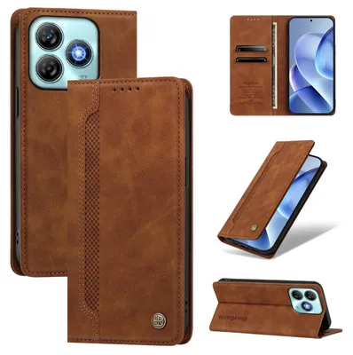 Produktbild von Handyhülle für ZTE Blade A75 4G, Leder Wallet Klapphülle mit Standfunktion, Stoßfeste Schutzhülle Braun