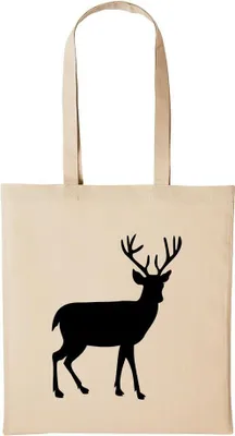Produktbild von Huuraa Baumwollbeutel Hirsch Geschenk Einkaufstasche Natural 10 Liter Baumwolle Hirsch Accessoire