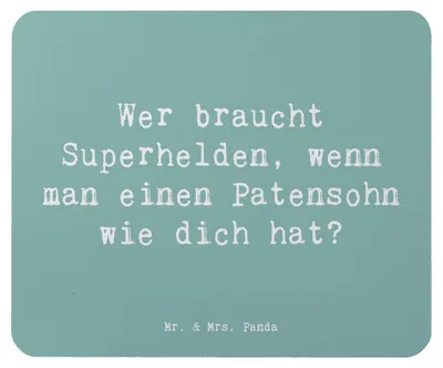Produktbild von Mr. & Mrs. Panda Mousepad Spruch Patensohn Held - Meeresbrise - Geschenk, einzigartige Designs, Mauspad, pc, Mouse Pad, computer, Taufpate, herzerwärmende Sprüche, Helden