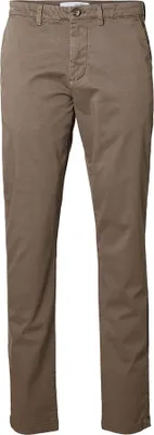 Image de Pantalon chino ajusté "Miles" de la marque Selected, couleur marron, coupe slim fit, taille 34, longueur 34. Homme, couleur marron, taille 34