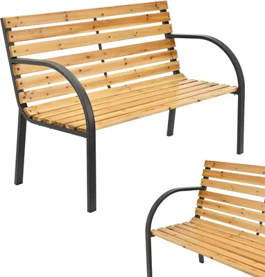 Two garden benches are shown against a white background. The top bench is fully visible, while the bottom bench is partially visible.