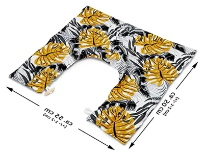 Produktbild von Nackenhörnchen mit Rückenteil und Stehkragen für Nacken Rücken Kirschkernkissen Wärmekissen Nackenwärmer Nackenkissen Körnerkissen Wärmekompresse Monstera Grau Senfgelb