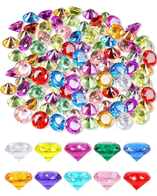 60 Acryl-Diamantkristalle, 20 mm, bunt, transparent