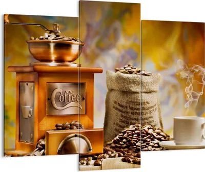 Produktbild von Bild auf Leinwand - Leinwandbild - Kaffee Körner Mühle Tasse - 130x100cm - Wand Bild - Wanddeko - Leinwanddruck - Bilder - Kunstdruck - Wanddekoration - Leinwand bilder - Wandkunst - CB130x100-2592