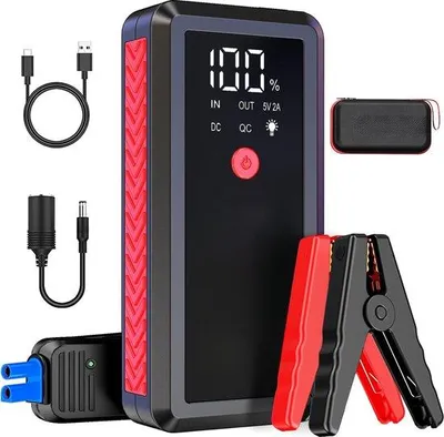 Immagine prodotto di Avviatore per auto – anche per motori diesel – 2500 A – 12 V – prese di ricarica USB – 3 modalità LED – avviatore per auto – avviamento di emergenza – avviatore per motori diesel