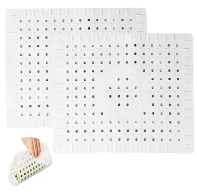 Produktbild von Set mit 2 Spülbeckenmatten, 31 x 26 cm, Gummibeschichtung, Küchenspülenschutz, schützt die Oberfläche, lebensmittelechtes PVC, grau