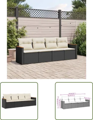 Produktbild von The Living Store 4-tlg. Garten-Sofagarnitur mit Kissen Schwarz Poly Rattan