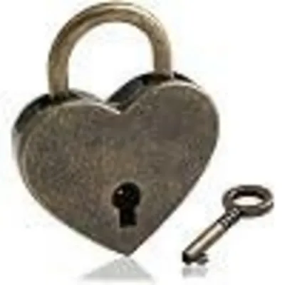 Immagine prodotto di Lucchetto a forma di cuore, con chiave, in lega di bronzo, dimensioni 3,8 x 3 x 0,6 cm