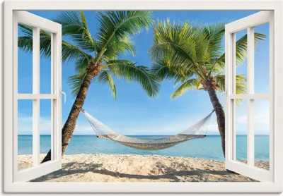 Produktbild von ARTland Leinwandbild Palmenstrand Karibik, weiß Größe: 100x70 cm