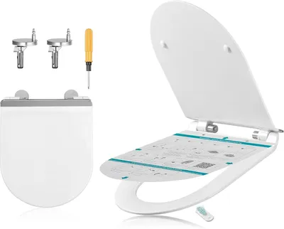 Produktbild von Toilettendeckel, D-Form, kurz - WC-Sitz mit Soft-Close-Mechanismus - Duroplast - Abnehmbar - Antibakteriell