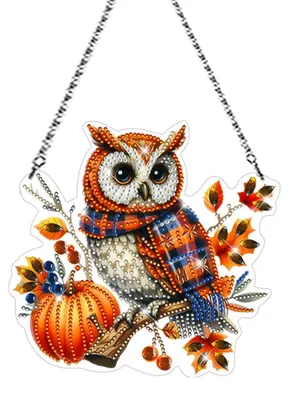 Produktbild von Diamond Painting Fensterbilder Eule Kürbis Herbst Deko Anhänger Set