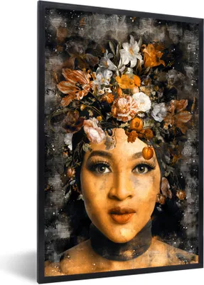Produktbild von MuchoWow® MuchoWow® Gerahmtes Poster Frauen - Farbe - Flora 40x60 cm - Poster mit zchwarzem Bilderrahmen - Papierdruck - Wandbilder