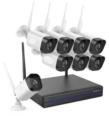 Immagine prodotto di Kit di telecamere di sicurezza wireless – Telecamera Wi-Fi – Telecamera per esterni – Sistema NVR – 3MP – Visione notturna