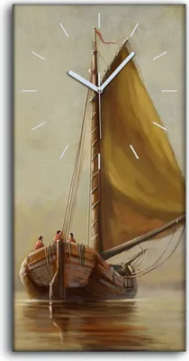 Produktbild von Leinwand Wanduhr Wandkunst Uhr Geräuschlos Kunstdruck 30x60 Boot Meer Sonne - weiße Hände