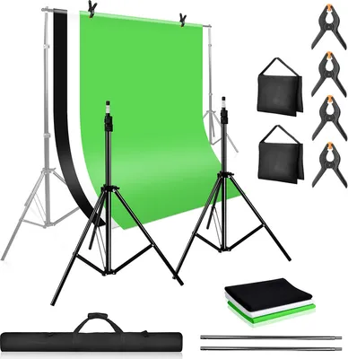 Obrázek produktu pro SWANEW 2 x 3m pozadí Systém fotografického pozadí Stojan s pozadím 1,5 x 3m 100% čistý bavlněný mušelín Omyvatelný Odolný（bílá, černá, zelená）