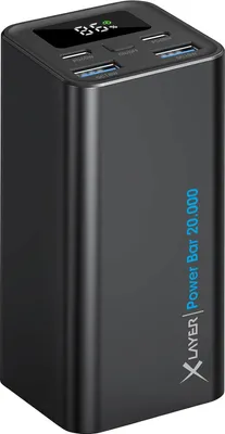 Produktbild von XLayer Power Bar, 20000 mAh, Lithium-Ion (Li-Ion), Quick Charge 2.0, Quick Charge 3.0, 3,7 V, Schwarz