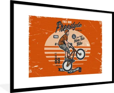 Produktbild von MuchoWow® MuchoWow® Gerahmtes Poster Mann - Fahrrad - Retro 90x60 cm - Poster mit zchwarzem Bilderrahmen - Wanddekoration - Fotos