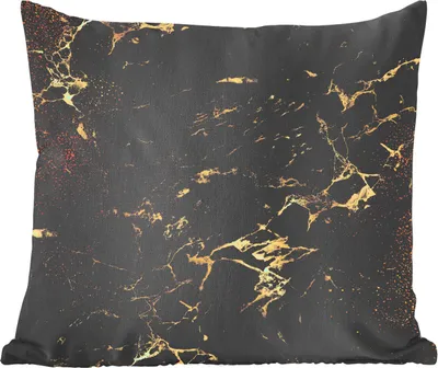 Produktbild von MuchoWow® Zierkissen Sofakissen Wohnzimmer Dekokissen 50x50 cm Gold - Schwarz - Luxus - Vintage - Komfort - Sofakissen