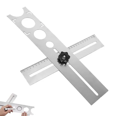 Imagen del producto de Regla de medición de acero inoxidable, de 40 cm, ajustable, para trabajos de colocación de baldosas