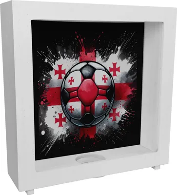 Produktbild von Fußball Georgien Flagge Rahmen Spardose aus Holz