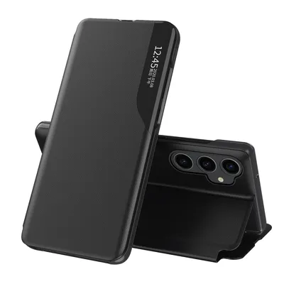Immagine prodotto di Custodia flip per Samsung Galaxy S23 FE, custodia in Finto cuoio con finestra e funzione stand nero