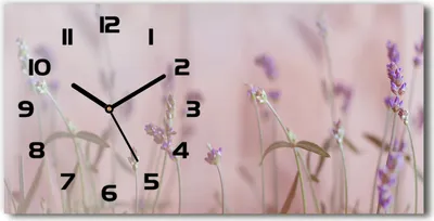Produktbild von Wanduhr aus Glas – 60x30 cm - Glasbild - Glasuhr - Gehärtetes Glas - schwarze-zeiger - Lavendel
