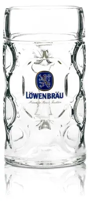Produktbild von Löwenbräu Maßkrug Bierkrug 1L Konturglas Henkelglas Humpen Seidel Gläser