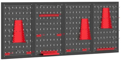 Obrázek produktu pro Sada organizérů na nářadí z děrované desky, 4x 60x40 cm, 38dílná