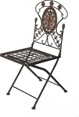 Produktbild von Gartenstuhl Metall Avis 1840 Metallstuhl Bistrostuhl Stuhl Garten Vintage Eisen Nostalgie Eisenstuhl Braun Antik