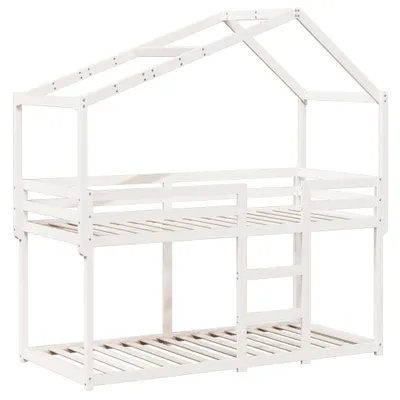 Produktbild von Etagenbett mit Dach Weiß 80x200 cm Massivholz Kiefer