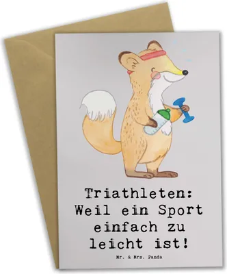 Produktbild von Mr. & Mrs. Panda Beileidskarte Triathlon Helden - Grau Pastell - Geschenk, Sportler, Sport, Ausdauersport, Teamsport, Ausdauer, genesungskarte, osterkarten, Radfahren