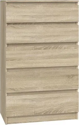 Obrázek produktu pro Moderní komoda Malwa M5 s 5 zásuvkami – dub Sonoma | Barva: dub Sonoma | Rozměry: 70 x 40 x 109,5 cm