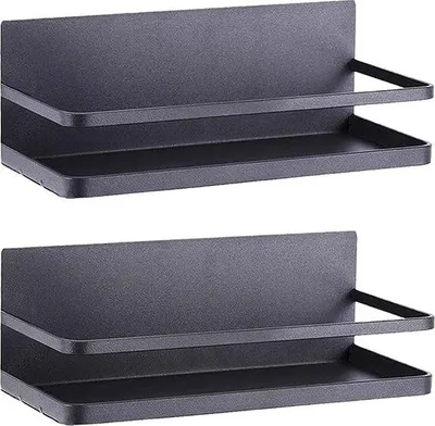 Immagine prodotto di Scaffale magnetico in metallo nero per erbe aromatiche, ideale per cucine di piccole dimensioni