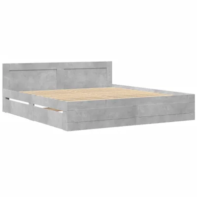 Produktbild von Bettgestell mit Kopfteil Betongrau 200x200 cm Holzwerkstoff