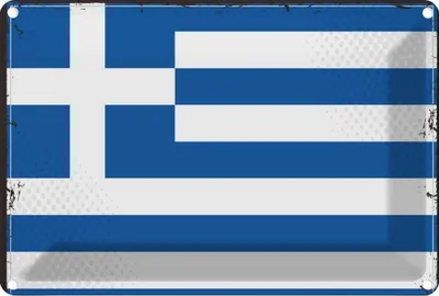 Produktbild von vianmo Blechschild 20x30 cm Griechenlands Greece Flagge Fahne Wappen